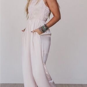 Elegant Champagne Colored Sleeveless Jumpsuit